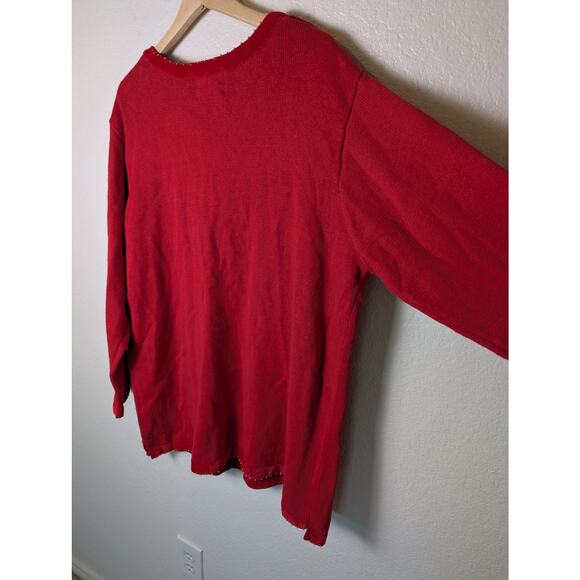 NWT VTG Quacker Factory Red USA Flag Sequin Tunic Sweater Women 1X Patriotic - Picture 4 of 11